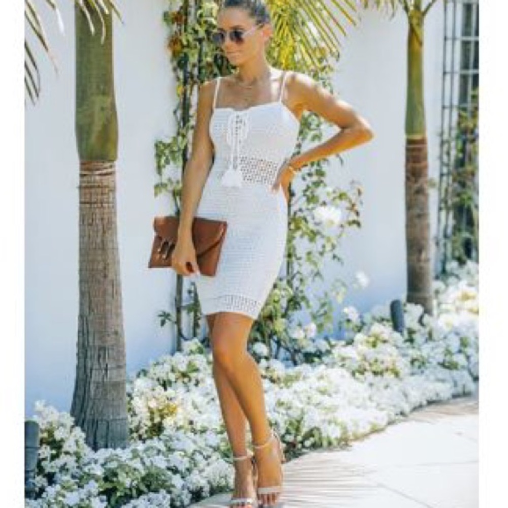 Brand new! Beautiful Crochet Lace Up Mini Dress. Ivory NWOT🌞👙🌴SUMMER IS HERE